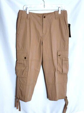 Lauren Ralph Lauren Vintage Cargo Capris Womens Size 10 Cropped Pants Khaki Tan
